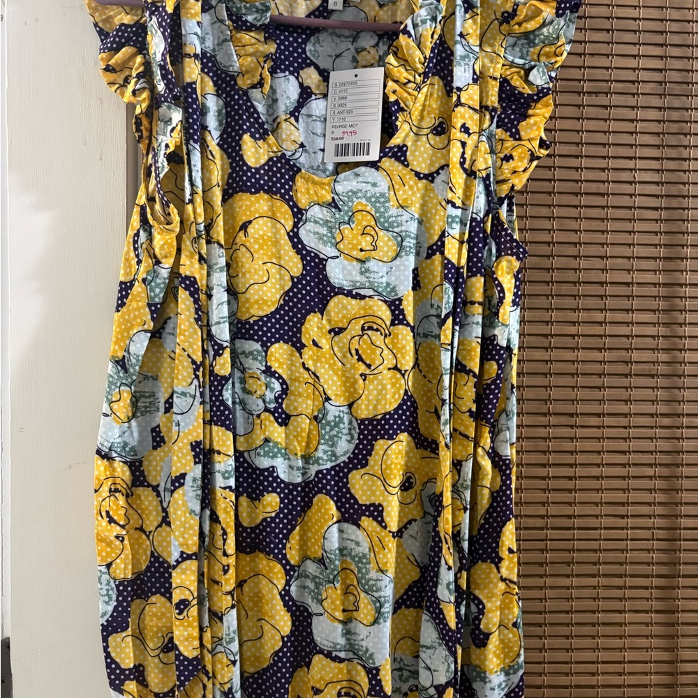 Floral Ruffle Sleeve Blouse in Yellow and Blue